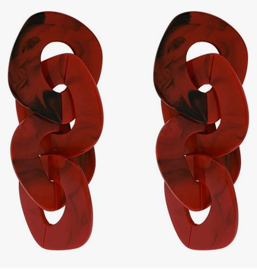 Unique Chain Link Ring Acrylic Pendant Earrings