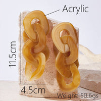 Unique Chain Link Ring Acrylic Pendant Earrings