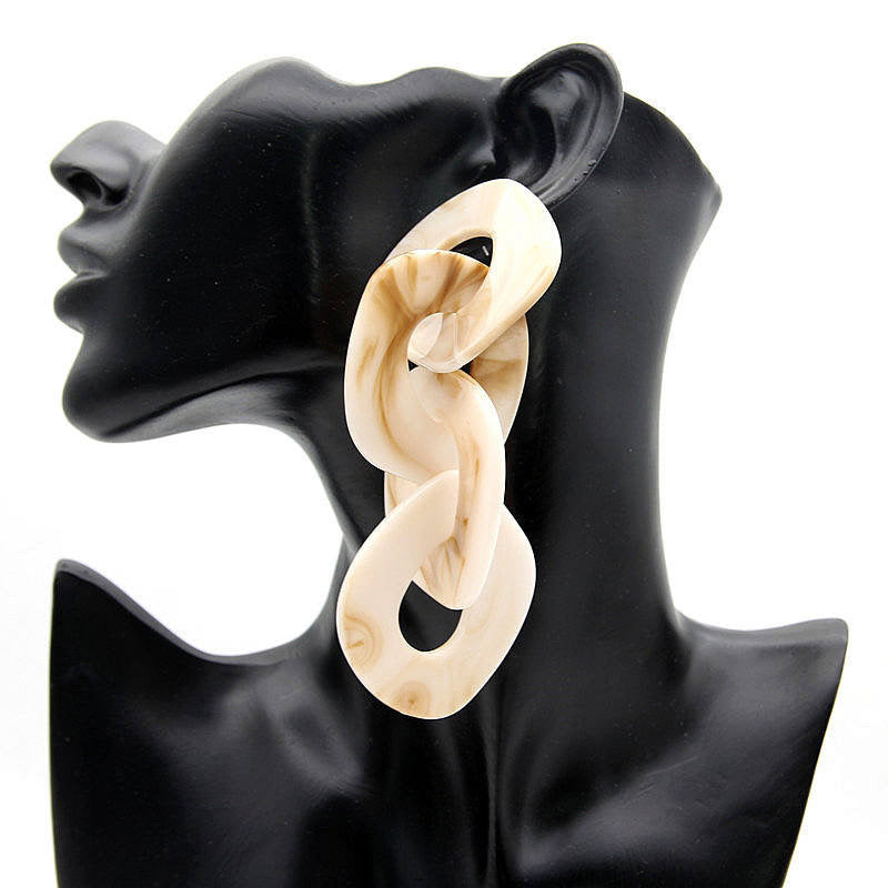 Unique Chain Link Ring Acrylic Pendant Earrings