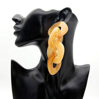 Unique Chain Link Ring Acrylic Pendant Earrings