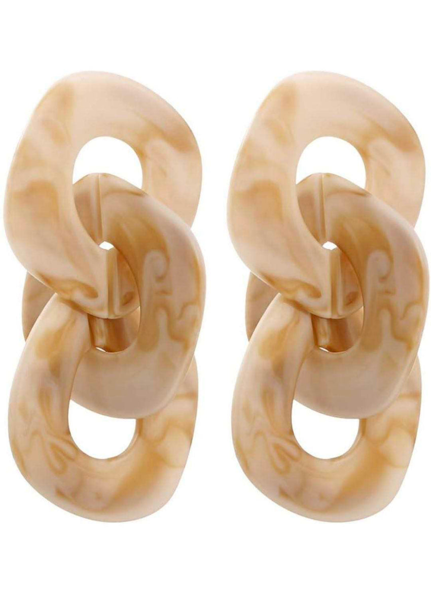 Unique Chain Link Ring Acrylic Pendant Earrings