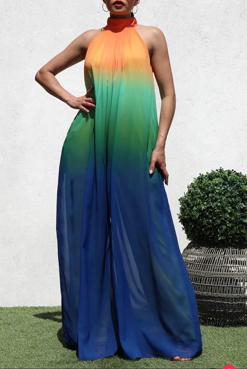 Mock Neck Woven Jumpsuit