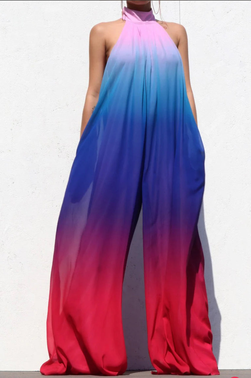 Mock Neck Woven Jumpsuit