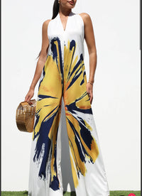 Printed Halter Knit Jumpsuit