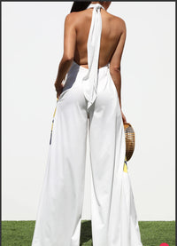 Printed Halter Knit Jumpsuit