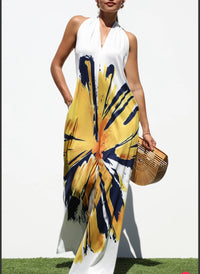 Printed Halter Knit Jumpsuit