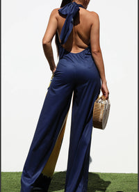 Printed Halter Knit Jumpsuit