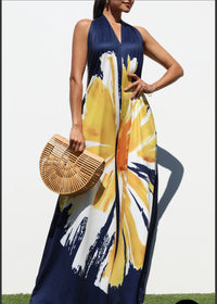 Printed Halter Knit Jumpsuit