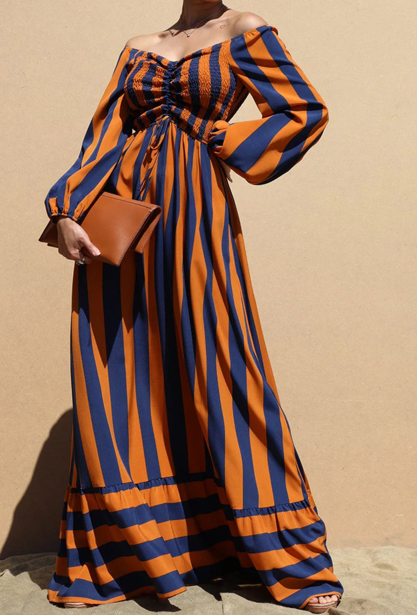 Smocked Off Shoulder Woven Maxi Dress