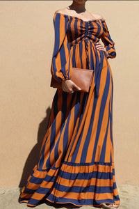 Smocked Off Shoulder Woven Maxi Dress