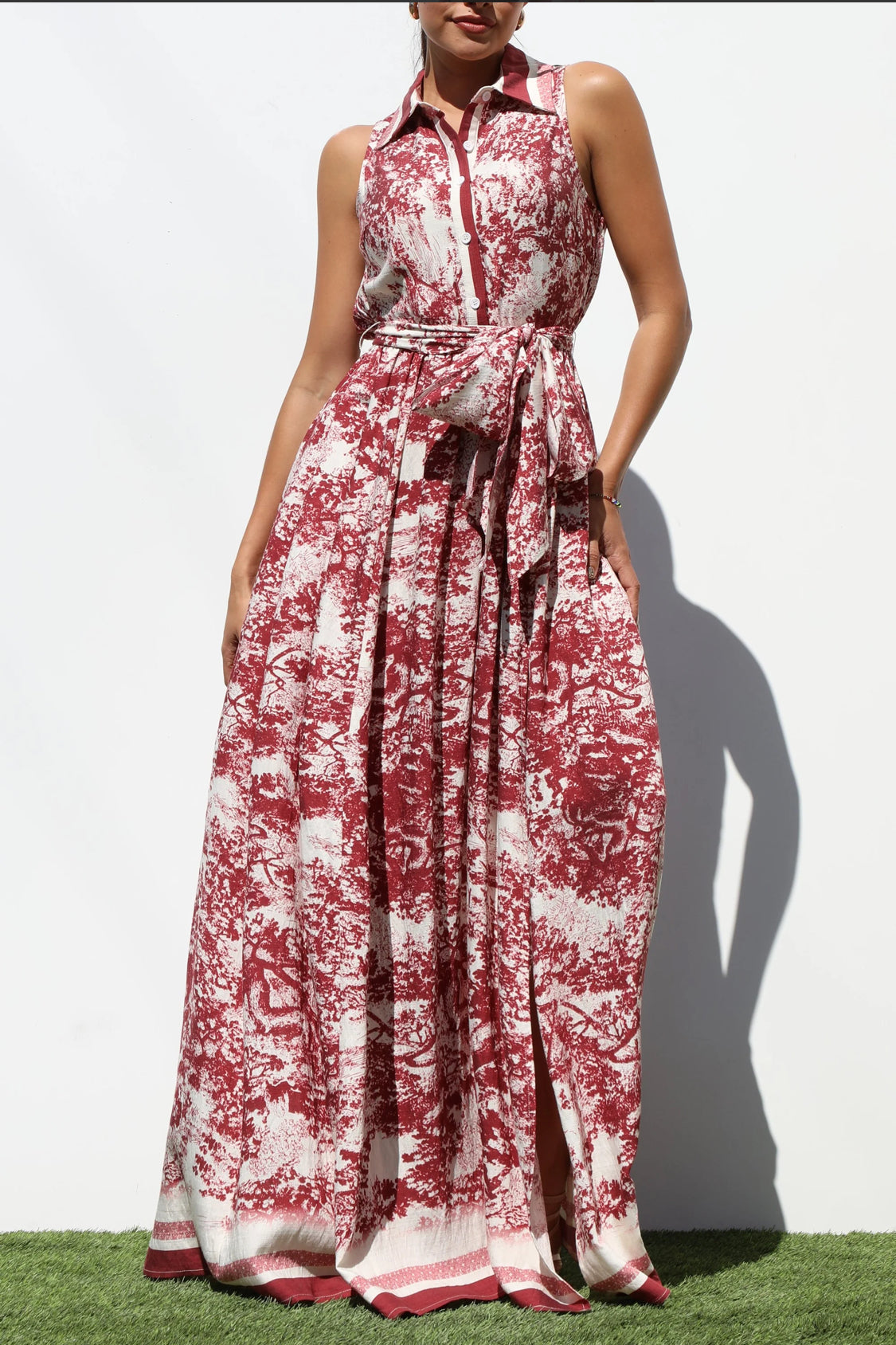 Button Down Shirt Woven Maxi Dress