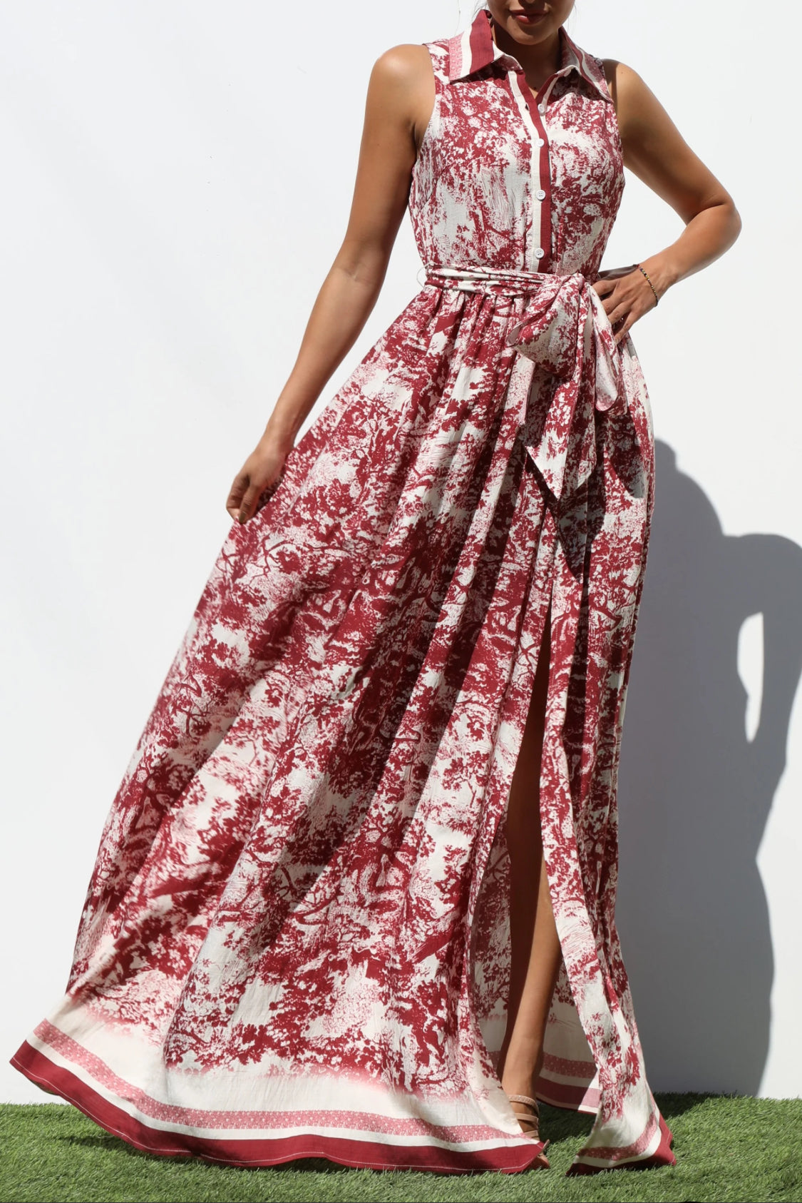 Button Down Shirt Woven Maxi Dress