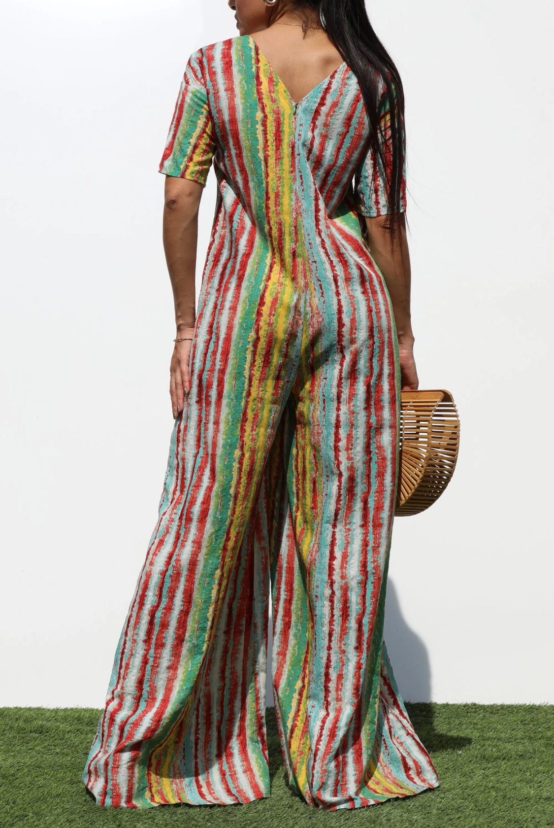 Loose Fit V Neck Jumpsuit