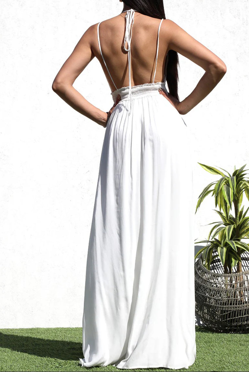 Lady Overlay Backless Maxi Dress