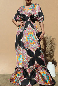 V Neck Satin Elegant Maxi Dress