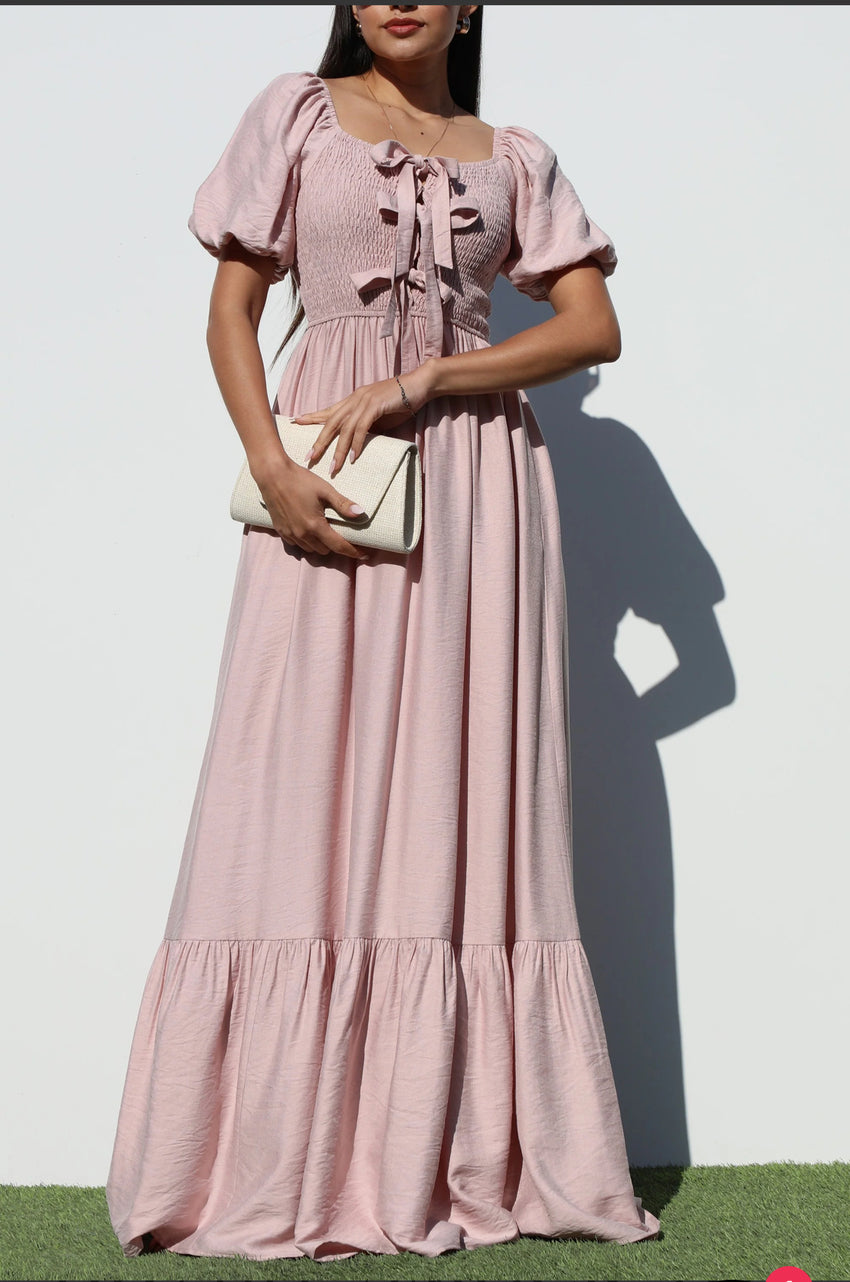 Smoke Top Woven Maxi Dress