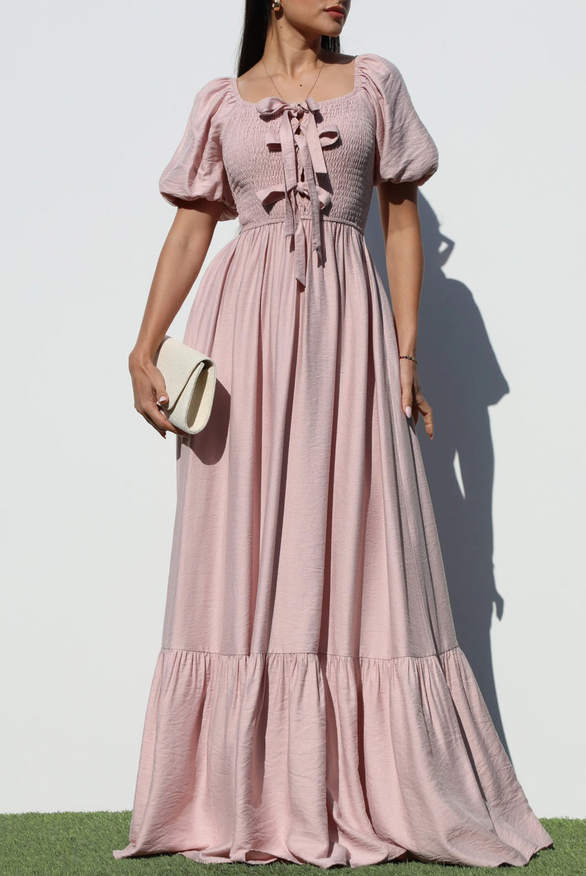 Smoke Top Woven Maxi Dress