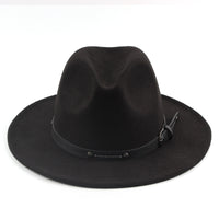 Wide Brim Unisex Classic Belt Buckle Fedora Hat