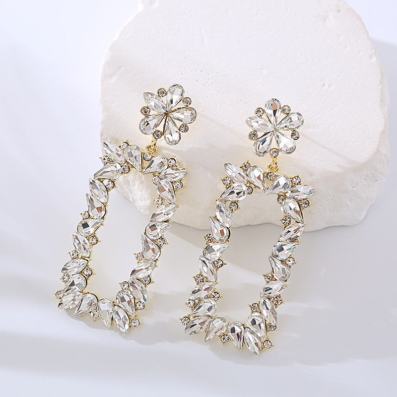 Sparkly Rhinestone Marquise Rectangle Earrings