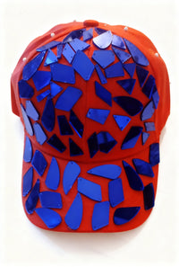 Luxe Mirror Sequin Pearl Baseball Cap — Red/Blue
