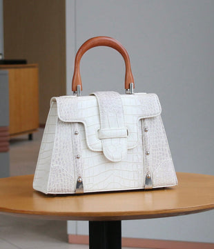 Ivory Prestige Croc-Embossed Satchel