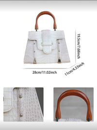 Ivory Prestige Croc-Embossed Satchel