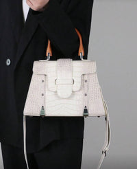 Ivory Prestige Croc-Embossed Satchel