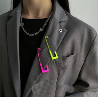 Neon Edge Safety Pin Statement Brooches