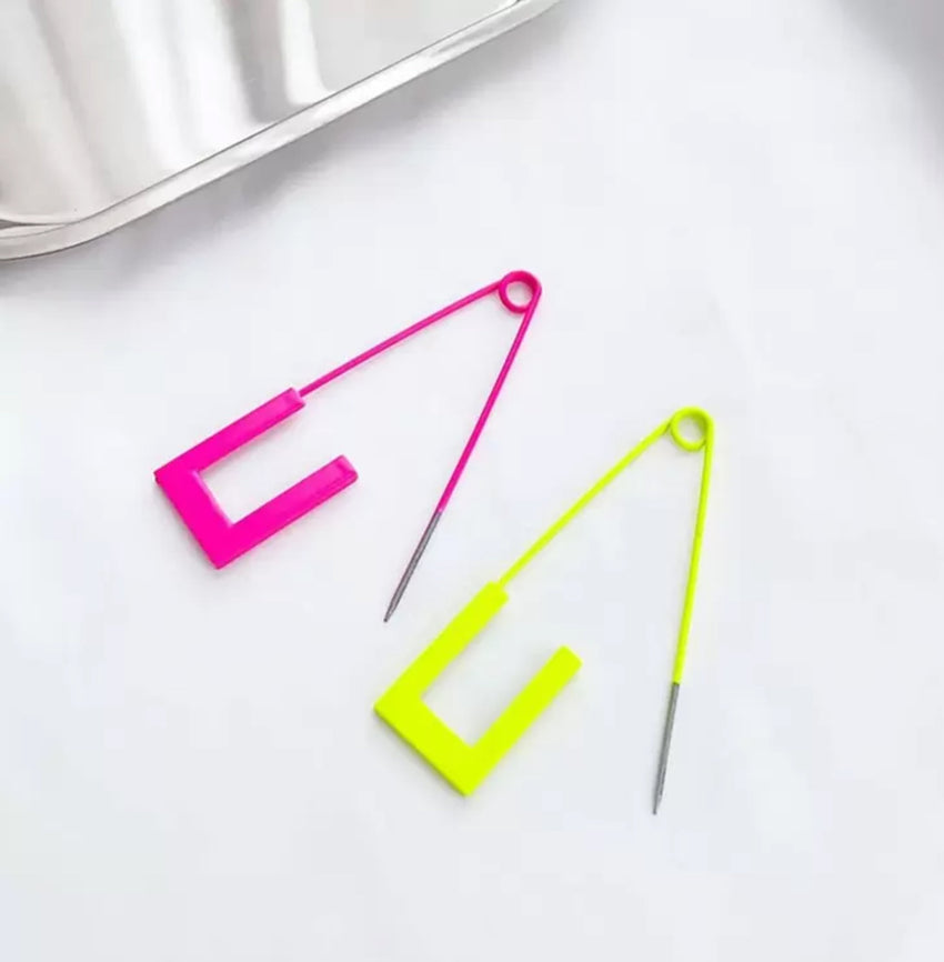 Neon Edge Safety Pin Statement Brooches