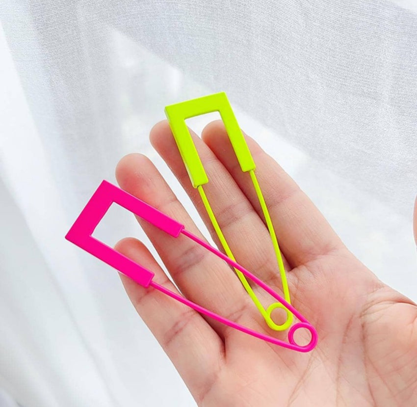 Neon Edge Safety Pin Statement Brooches
