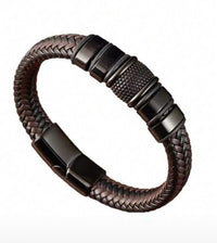 Titan Braided Leather Bracelet - Brown