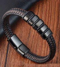 Titan Braided Leather Bracelet - Brown