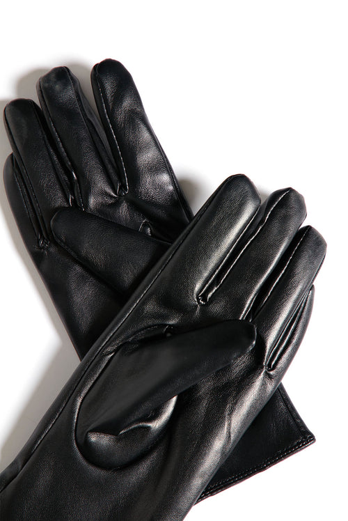Luxe Studded Leather Gloves - Diamond Quilted Black