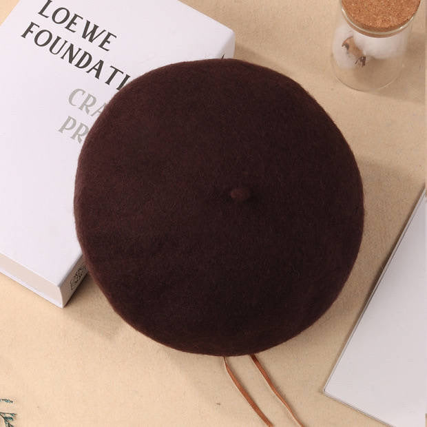 Women Beret Hat French Wool Beret Cap Classic Solid Color Autumn Winter Hats