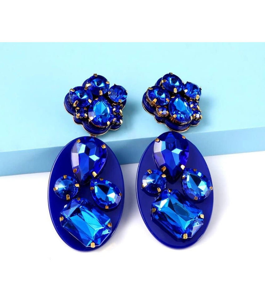 New Trend Statement Geometric Acrylic Pendant Earrings for Women Rhinestone Drop Earring Wedding Party Jewelry