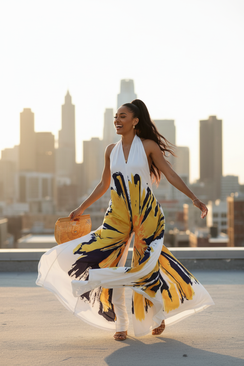 Abstract Print Jumpsuit - Rooftop