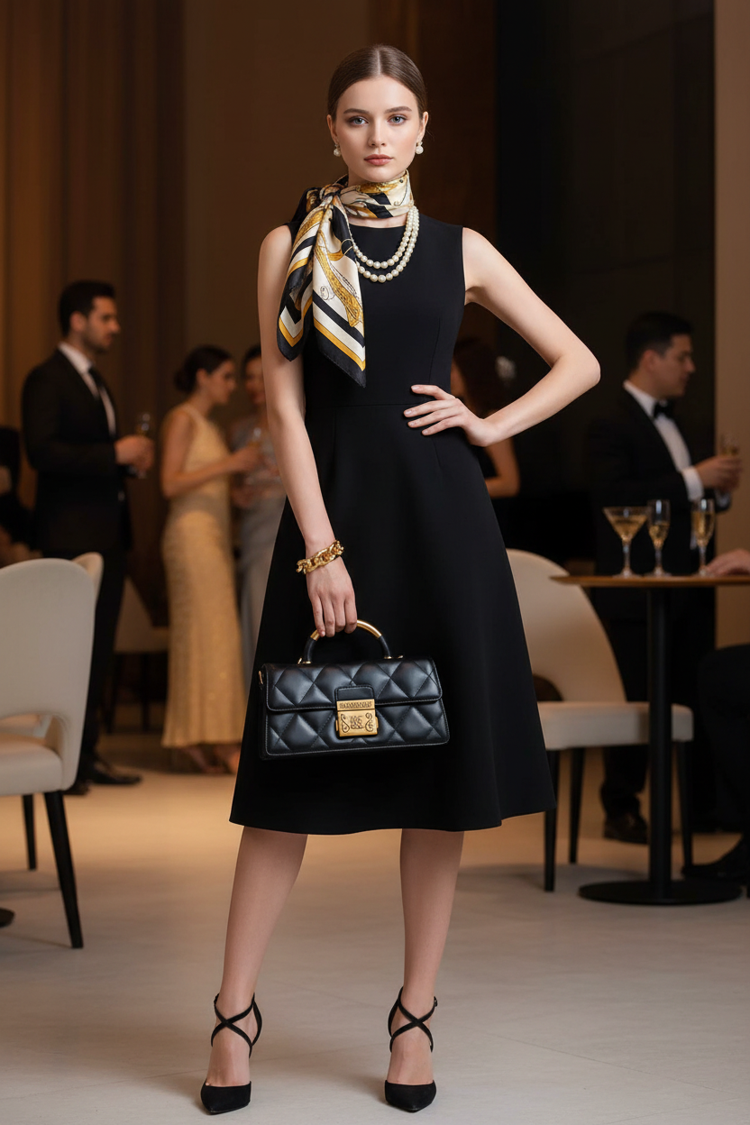 Badge Noir Quilted Handbag | Gold Hardware Luxury Bag