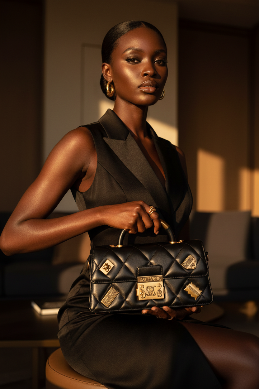 Bold Bag Highlight - Black Quilted Handbag