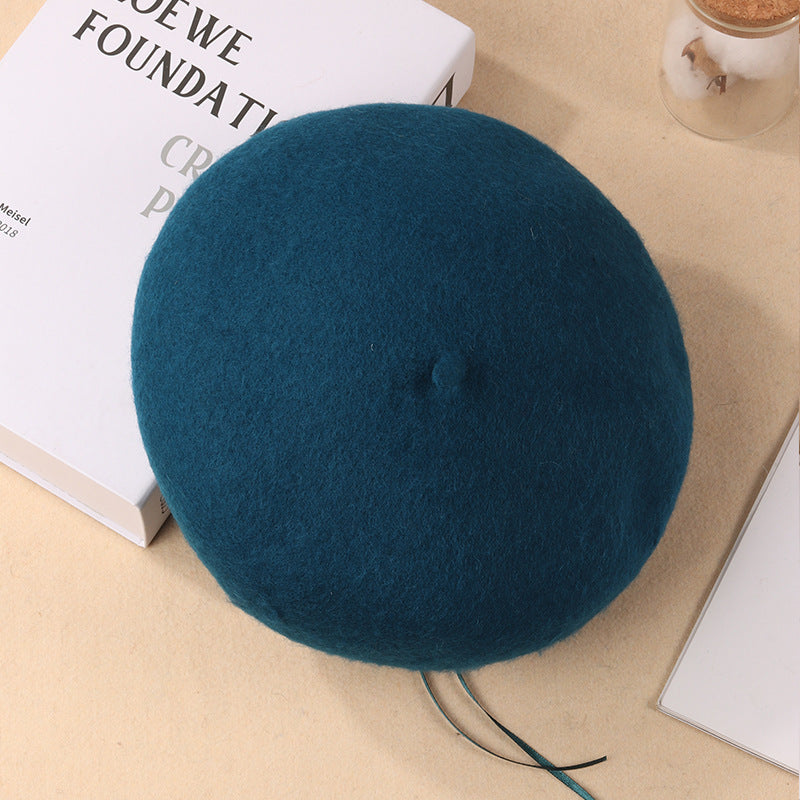 Women Beret Hat French Wool Beret Cap Classic Solid Color Autumn Winter Hats