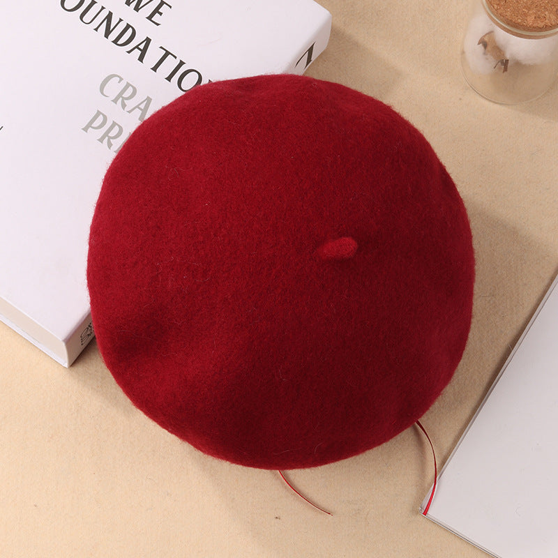 Women Beret Hat French Wool Beret Cap Classic Solid Color Autumn Winter Hats