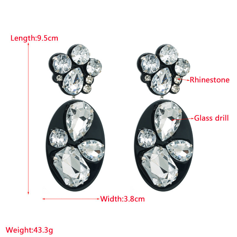 New Trend Statement Geometric Acrylic Pendant Earrings for Women Rhinestone Drop Earring Wedding Party Jewelry