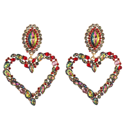 Vintage Large Crystal Heart Drop Earrings