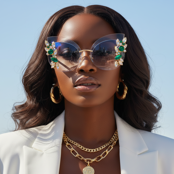Gem & Glam Cat-Eye Sunglasses | Crystal Embellished Frames