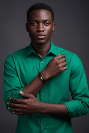 Emerald green dress shirt rolled sleeves