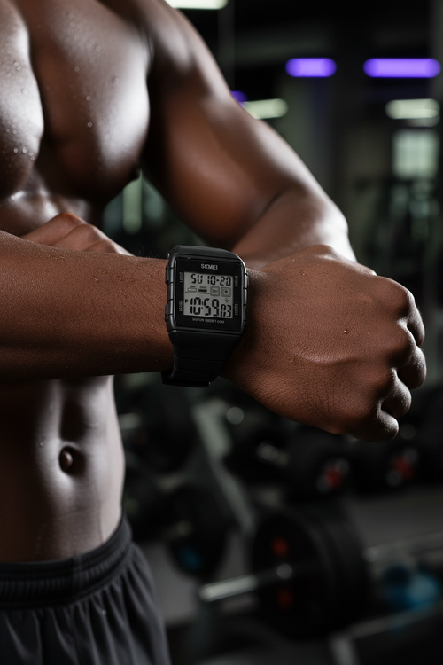 Digital Sport Watch | LED Display with Dual Time Zone - 50M Water Resistant