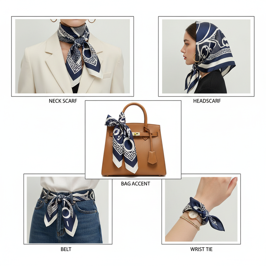 Five ways to style the navy scarf