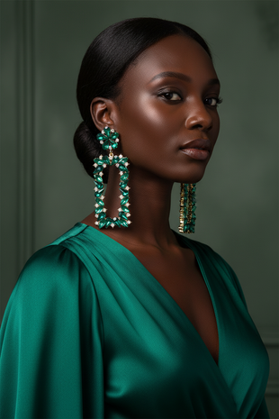 Luxe Crystal Flower Drop Earrings | Statement Oval Hoops