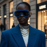Royal Blue Shield Sunglasses — 1:1 Square