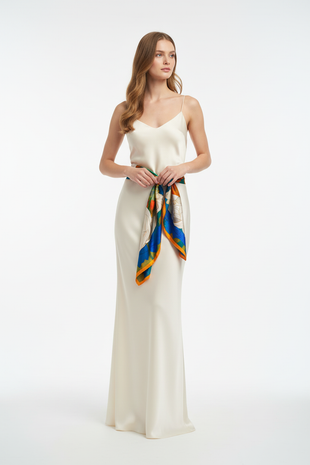 Scarf as belt accent