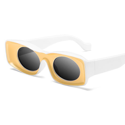 WomenUnique Concave Thick Mod Plastic Candy Colored sunglasses.